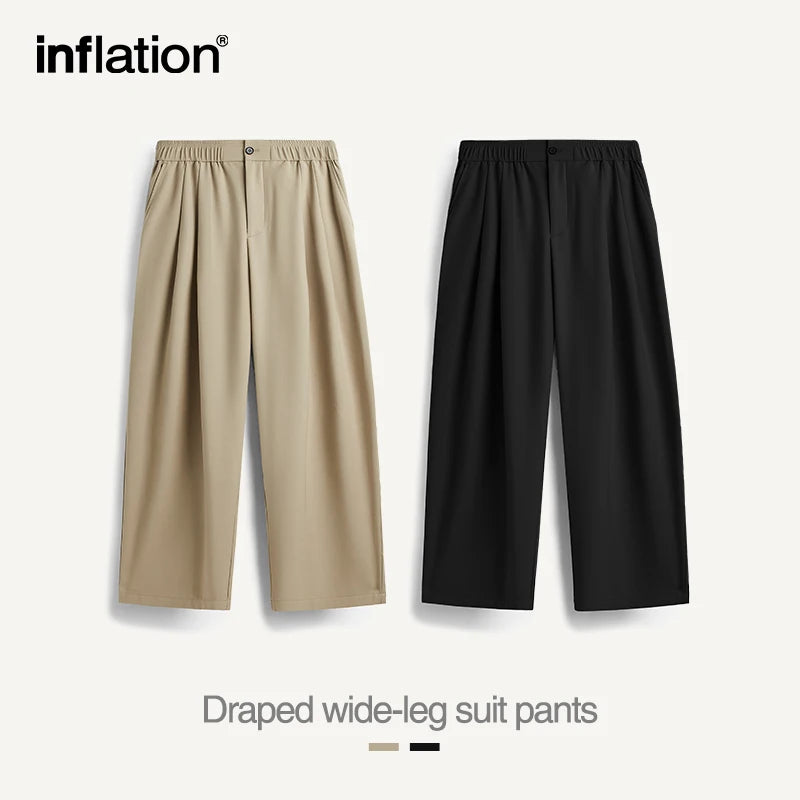 INFLATION Black Wide Leg Casual Trousers