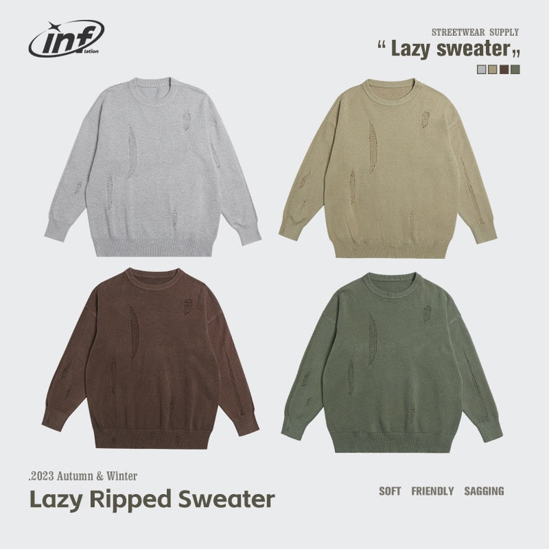 INFALTION Ripped Oversized Knit Sweater Unisex