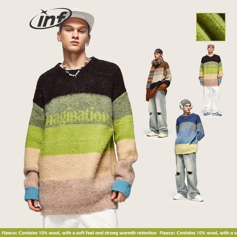 INFLATION Imagination Contrast Stripe Oversized Knit Sweater