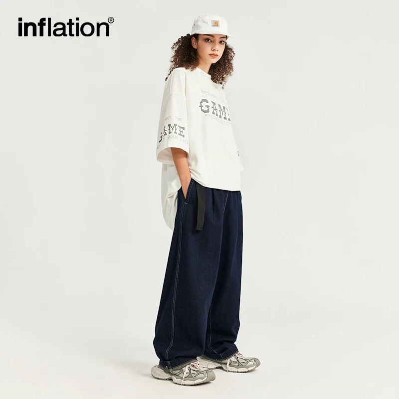 INFLATION Stitching Wide Leg Baggy Jeans