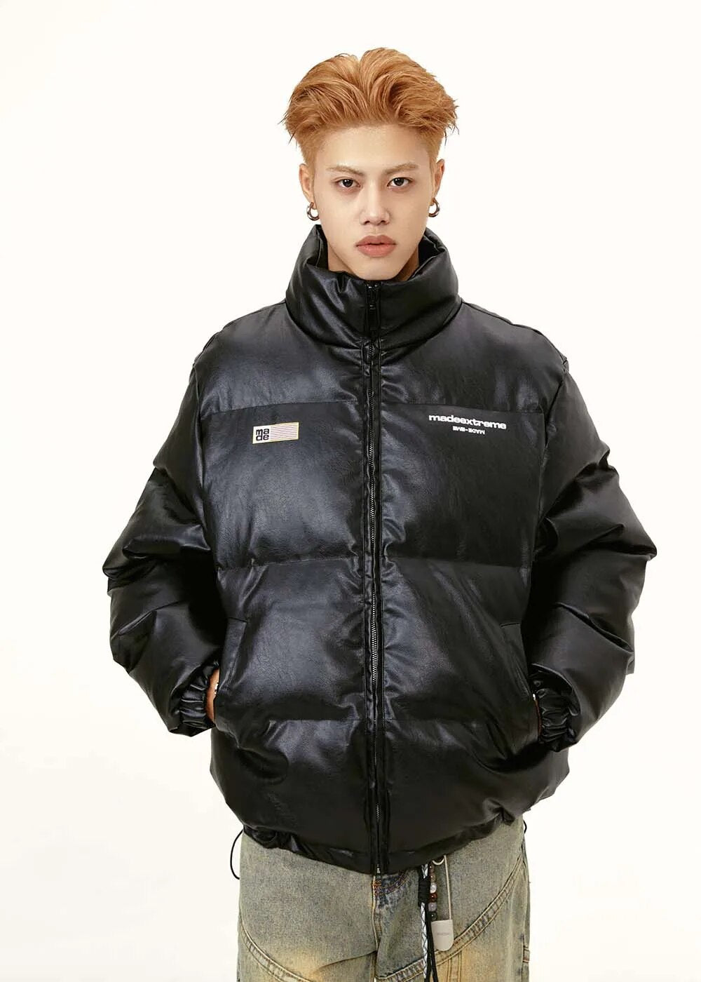 MADE EXTREME Leather Oversized Puffer Jacket