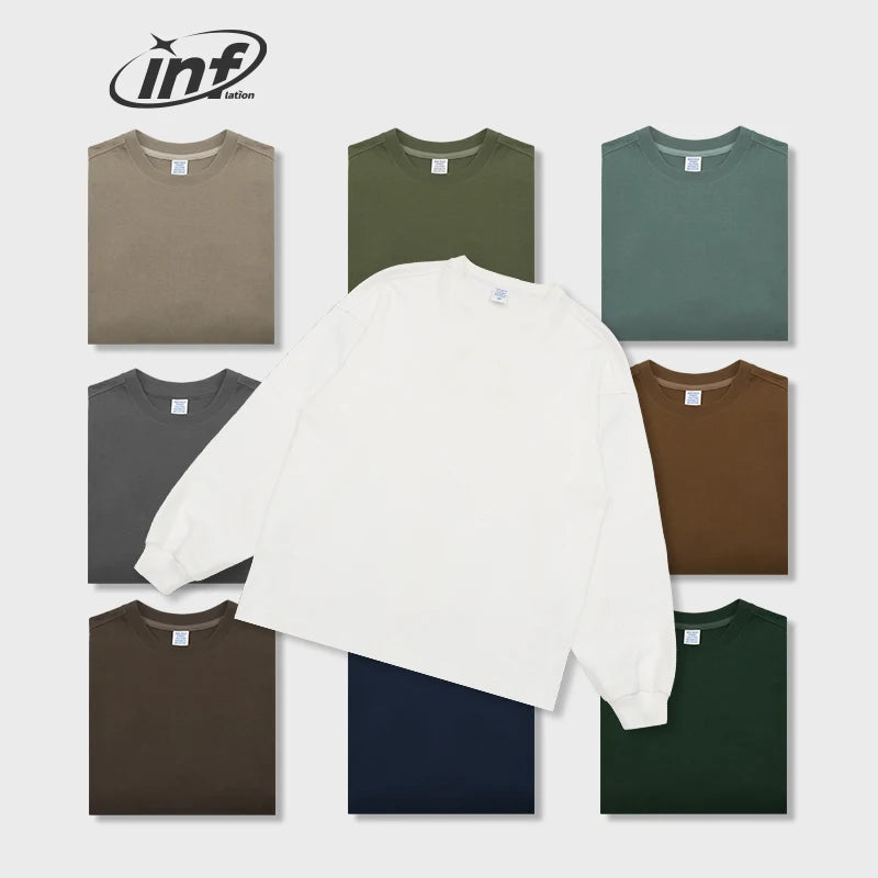 INFLATION Basic Cotton Long Sleeve T-shirts