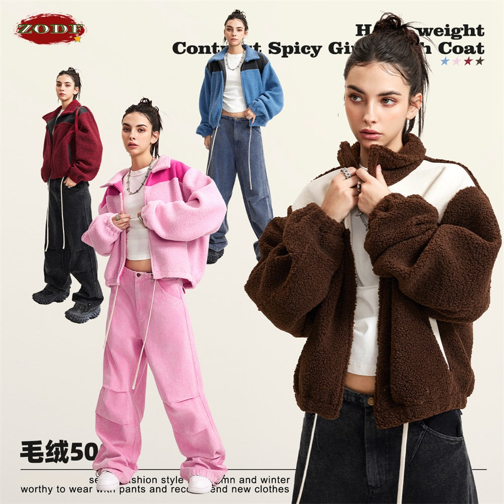 ZODF Heavyweight Contrast Color Plush Jacket