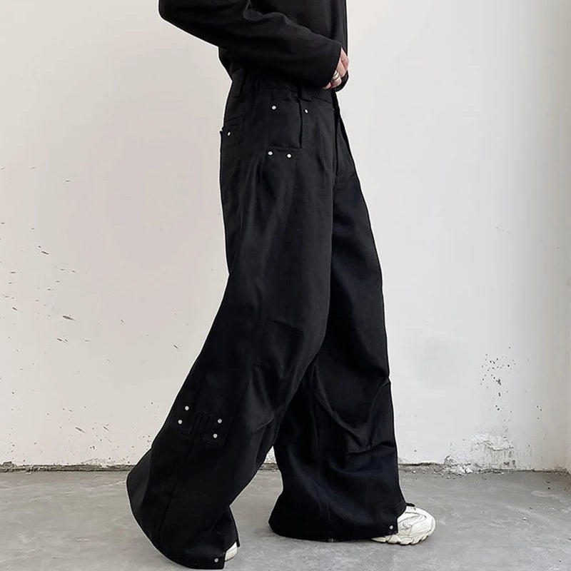 IEFB Darkwear Pleats Loose Wide Leg Trousers