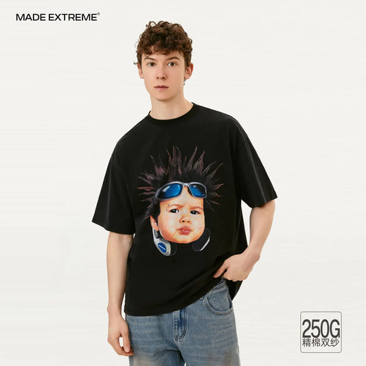 MADEEXTREME Baby Face Portrait Print Graphic T-shirt