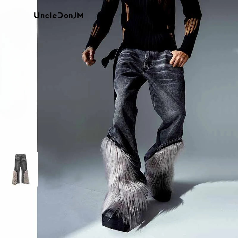 Fur Patchwork Jeans