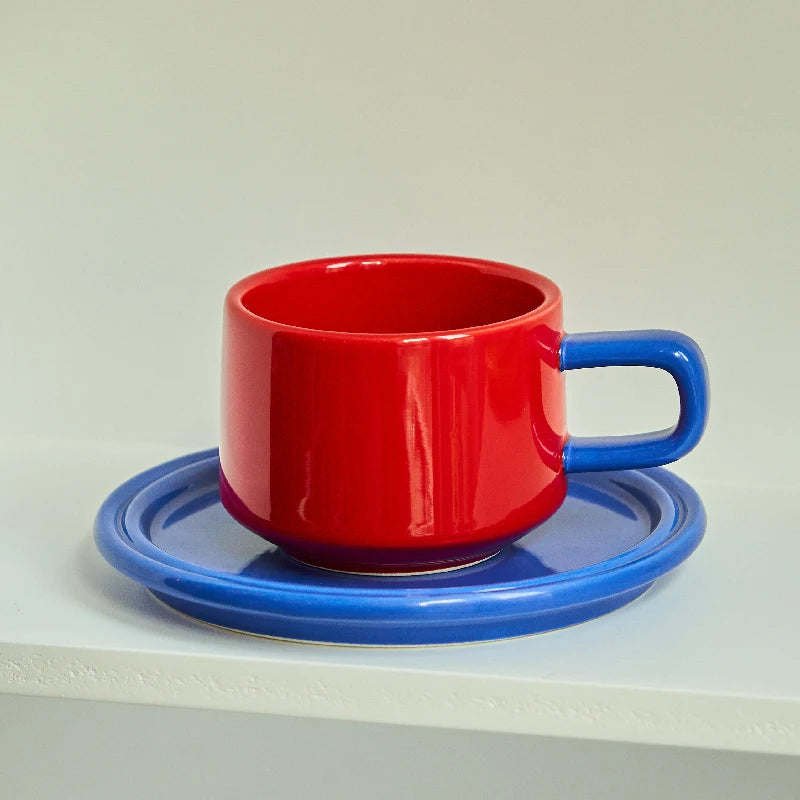 Ceramic Coffee Cup and Saucer Set