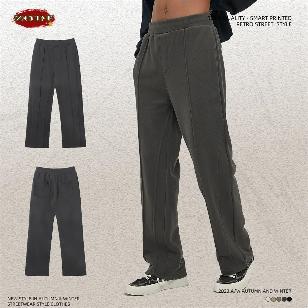 ZODF Retro Loose Casual Sports Drawstring Trousers