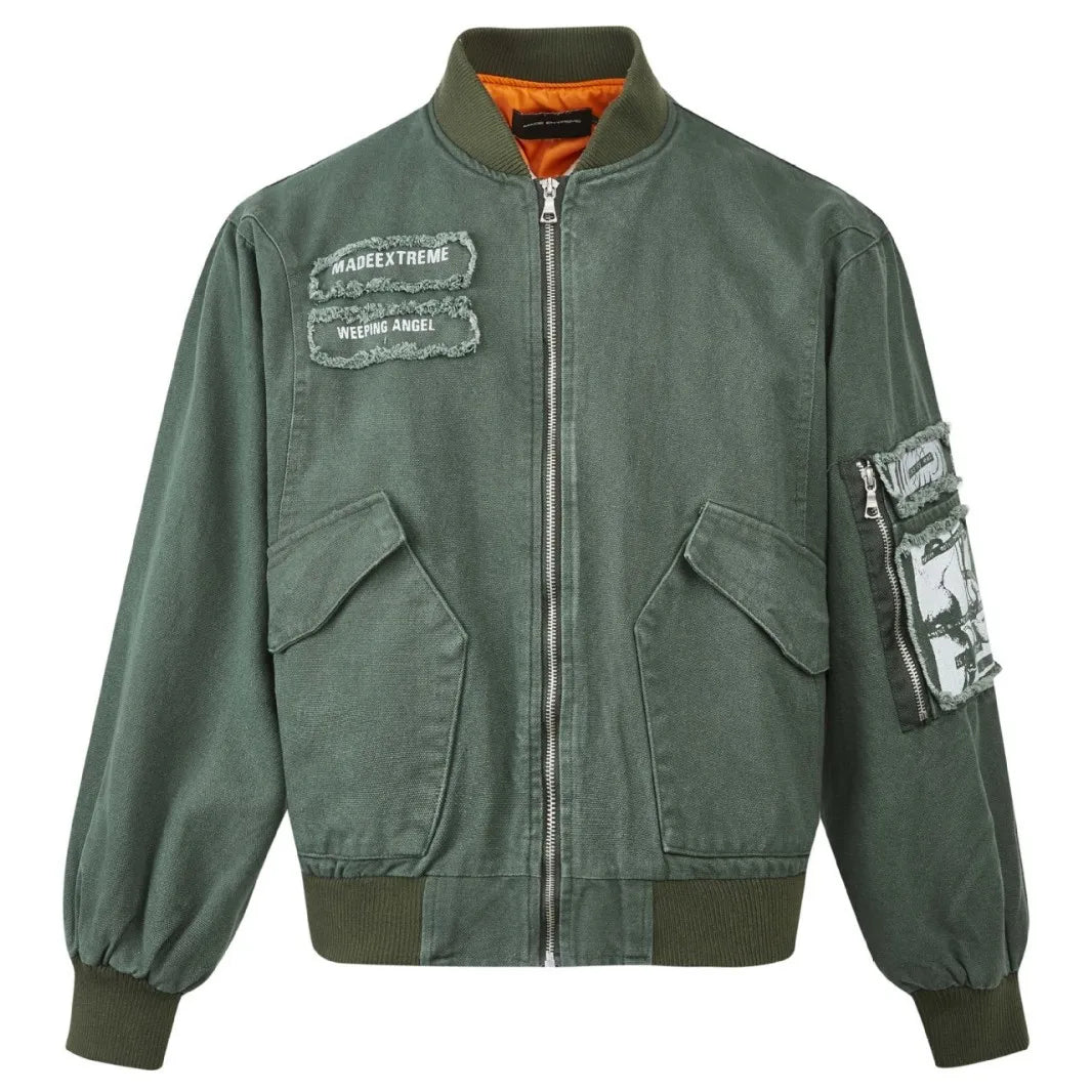 MADE EXTREME Vintage Big Pocket Design Patch Bomber Jacket