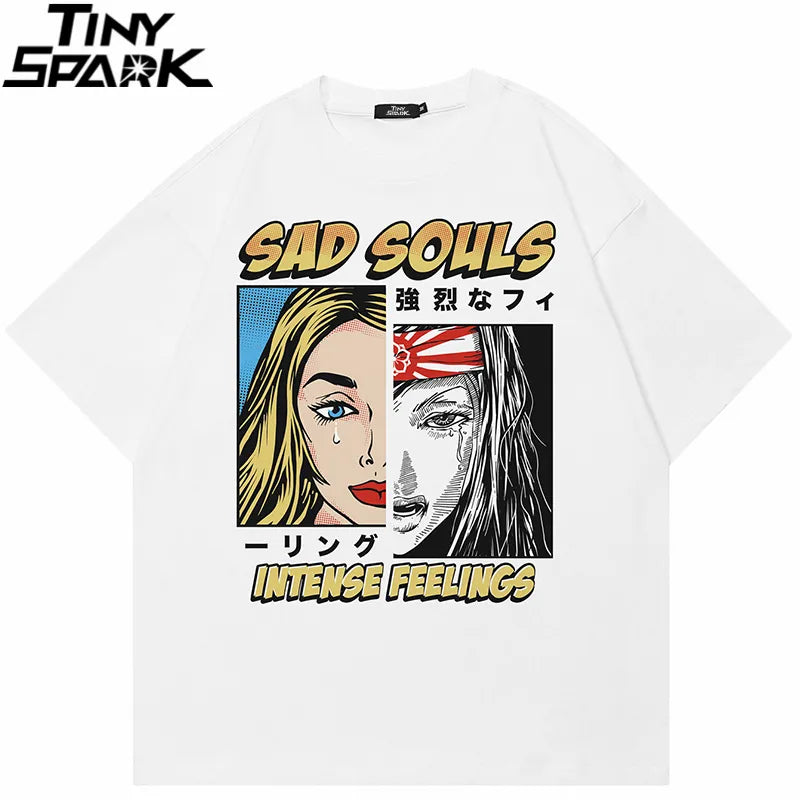 Intense Feelings Facial Graphic Oversized Casual T-shirt