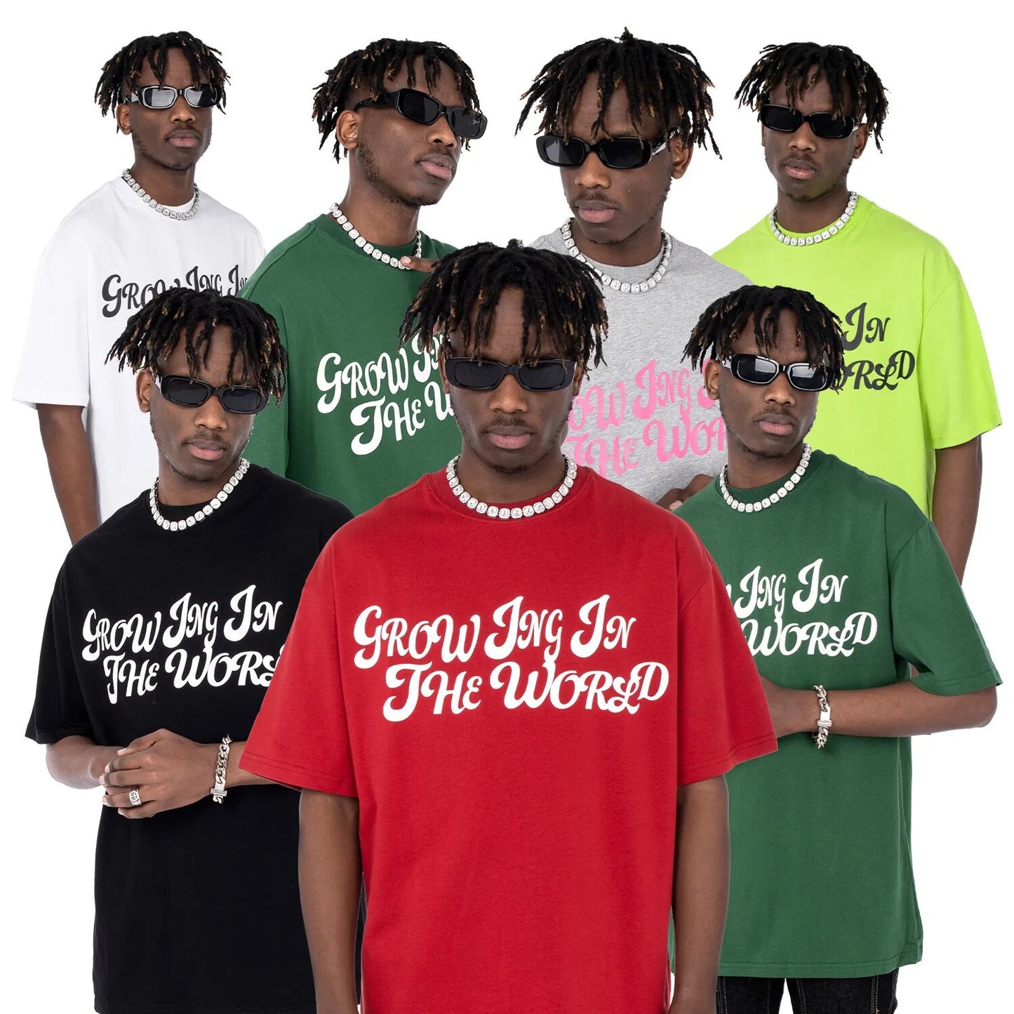 UncleDonJM "Growing In The World" Text Printed Short Sleeve T-shirt