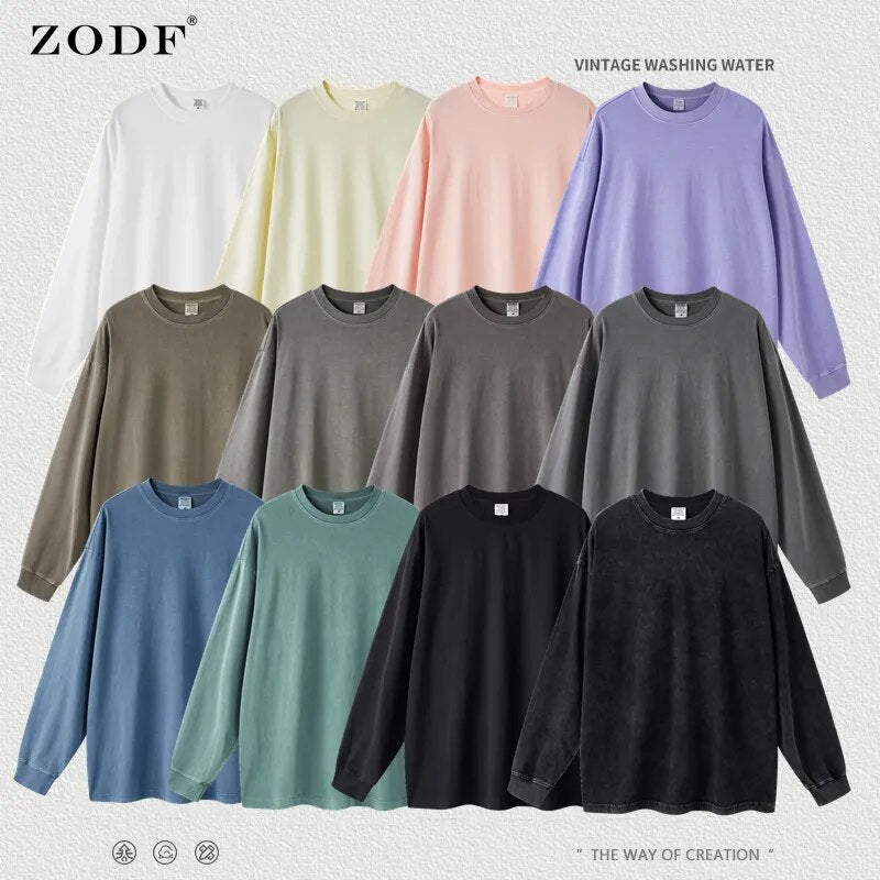 ZODF Retro High Street Oversized Washed Solid T-shirt