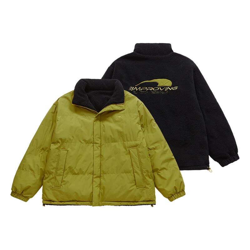 INFLATION Stand Collar Polar Fleece Cotton Padded Reversible Lambswool Jacket