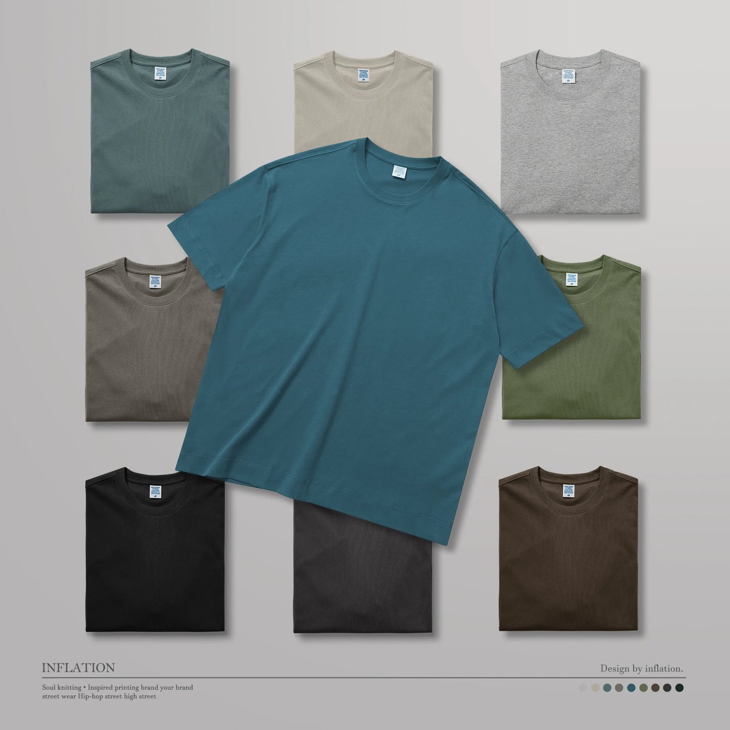 INFLATION Heavyweight Solid Color T-shirts