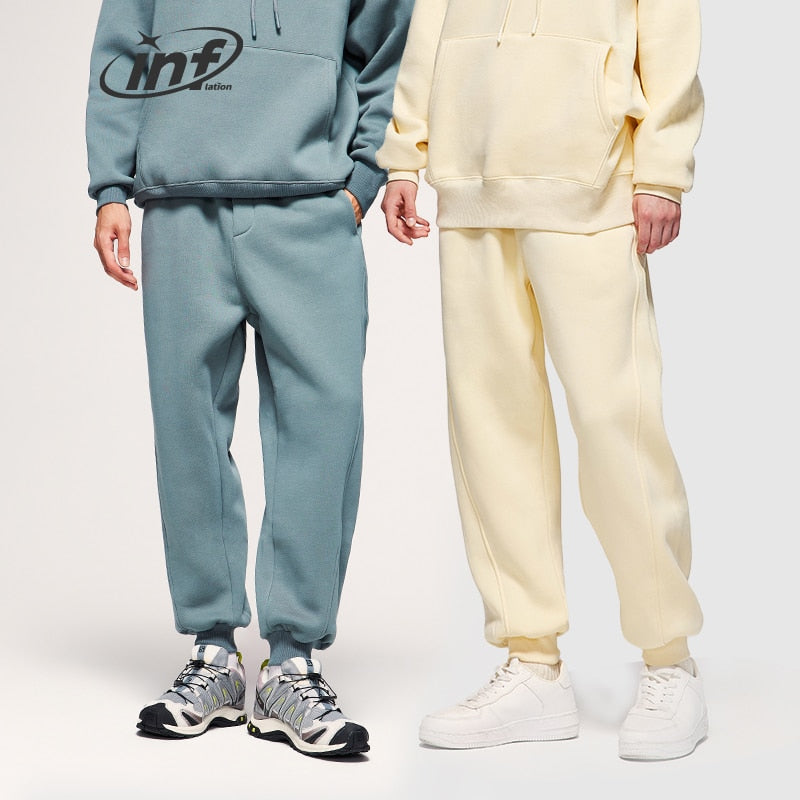 Solid Color Thick Fleece Track Sweatpants