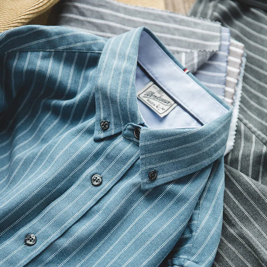 Retro Brushed Vertical Stripe Shirt