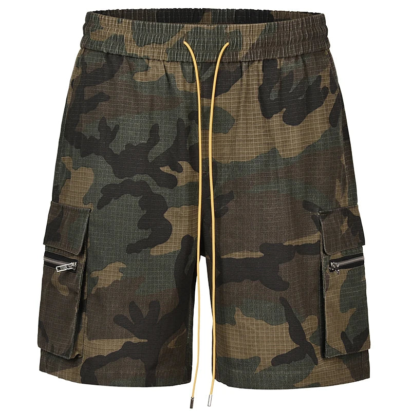 UncleDonJM Camouflage Casual Drawstring Cargo Shorts