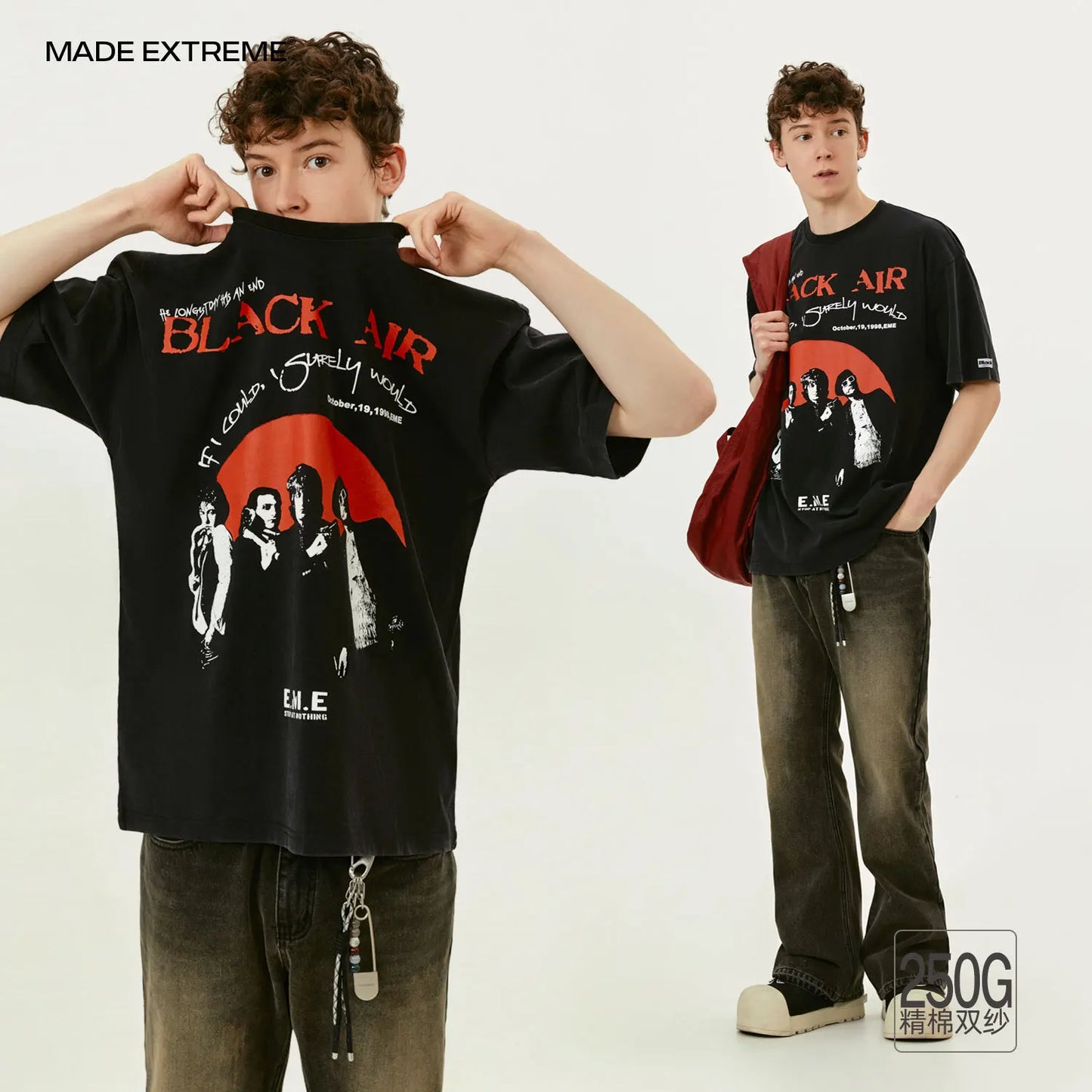 MADEEXTREME Band Printed Washed Short Sleeved T-shirts