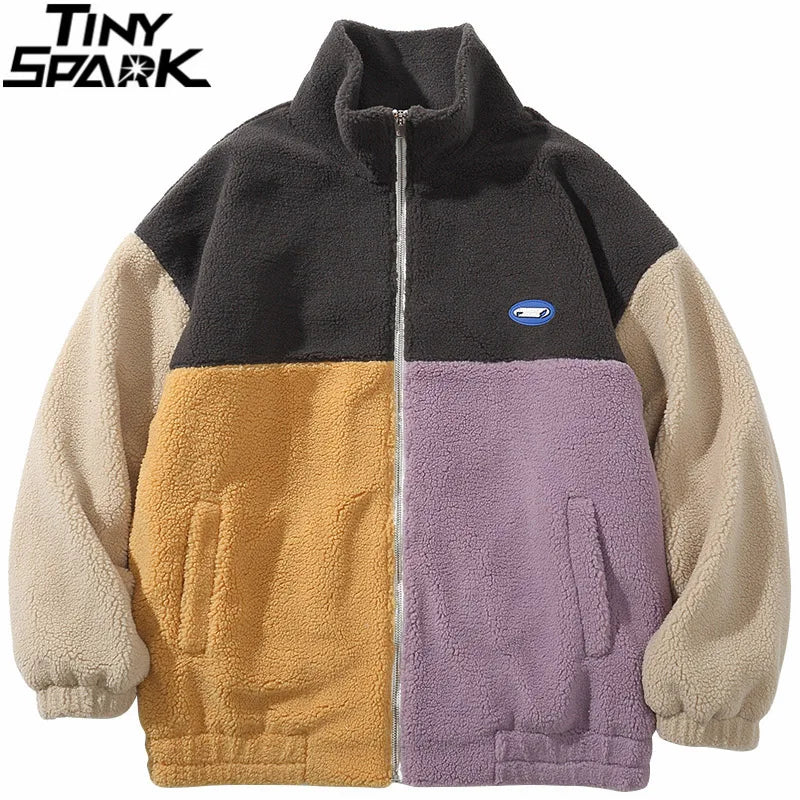 Color Block Patchwork Fleece Jacket