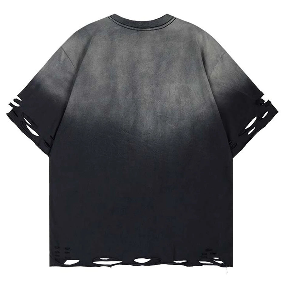 M1-ASH GRADIENT | Oversized Distressed Graphic Tee