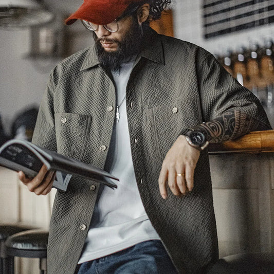 Stylish Seersucker Short Sleeve Shirt