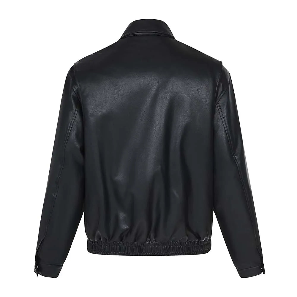 MADEEXTREME Ring Buckle Stitching Leather Jacket