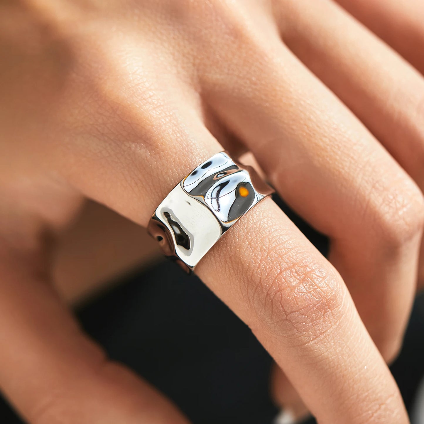 Irregular Texture Stackable Finger Ring