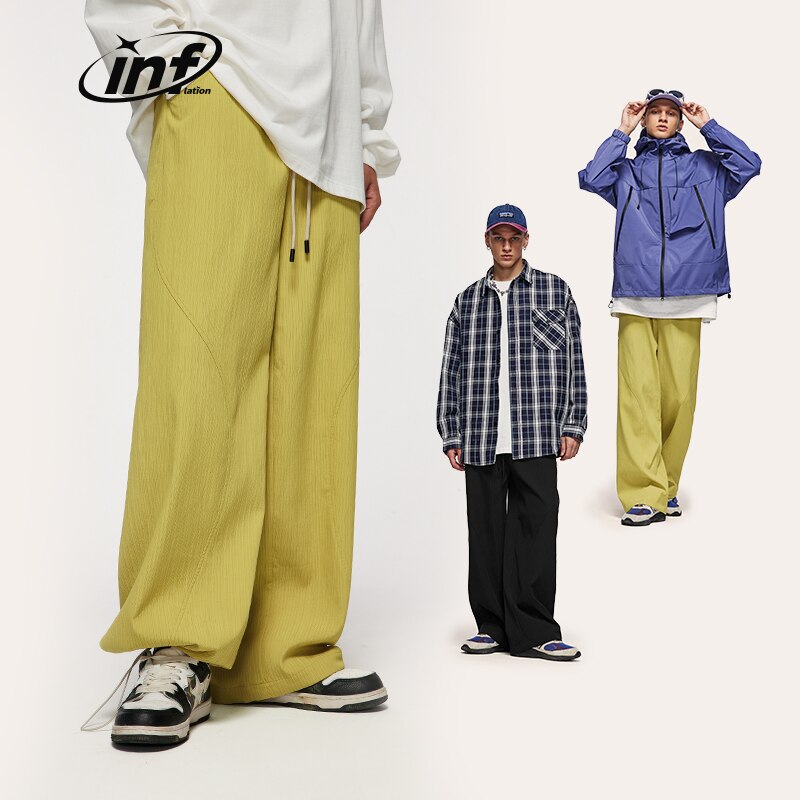 INFLATION Drawstring Waist Casual Straight Leg Pants