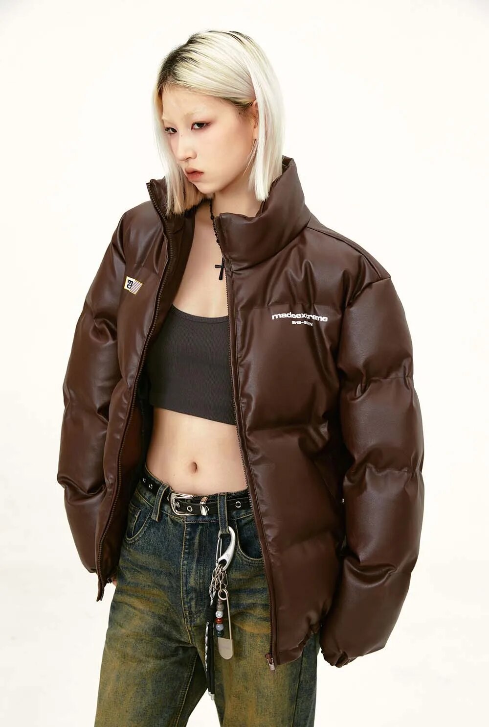 MADE EXTREME Leather Oversized Puffer Jacket