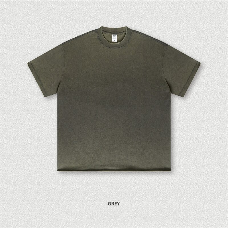 ZODF Washed Cotton Gradient Loose Edge T-Shirt