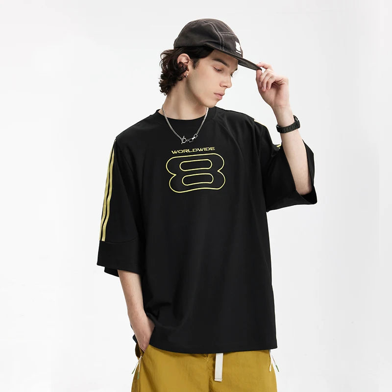 Paneled Embroidered Tech Fabric Outdoor T-Shirt