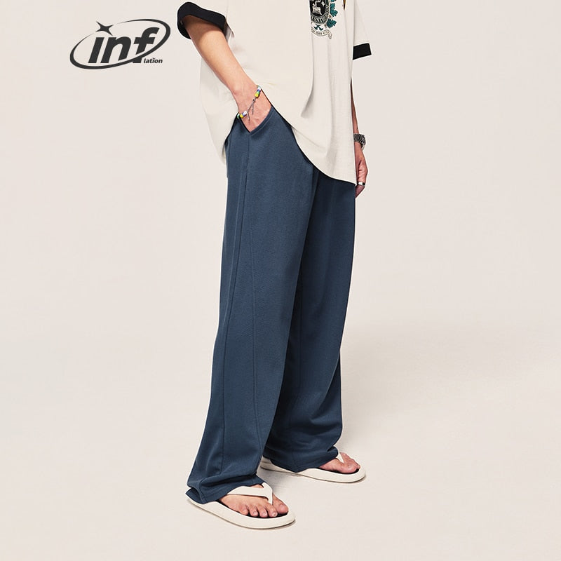 INFLATION Wide Leg Solid Mopping Pants