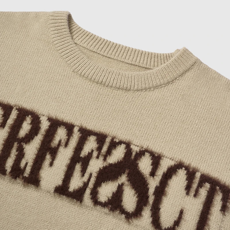 Letter Jacquard Knitted Sweater