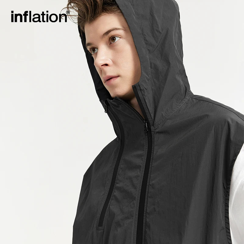 Double Zipper Lightweight Hooded Sleeveless Outdoor Cargo Vest