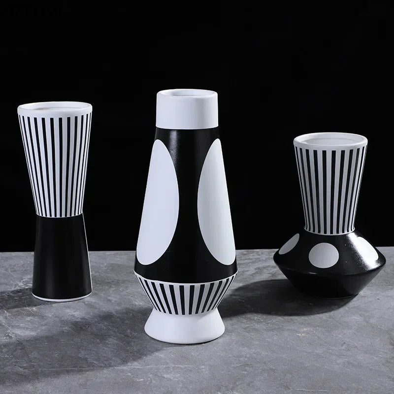 Simple Modern Black White Ceramic Vase