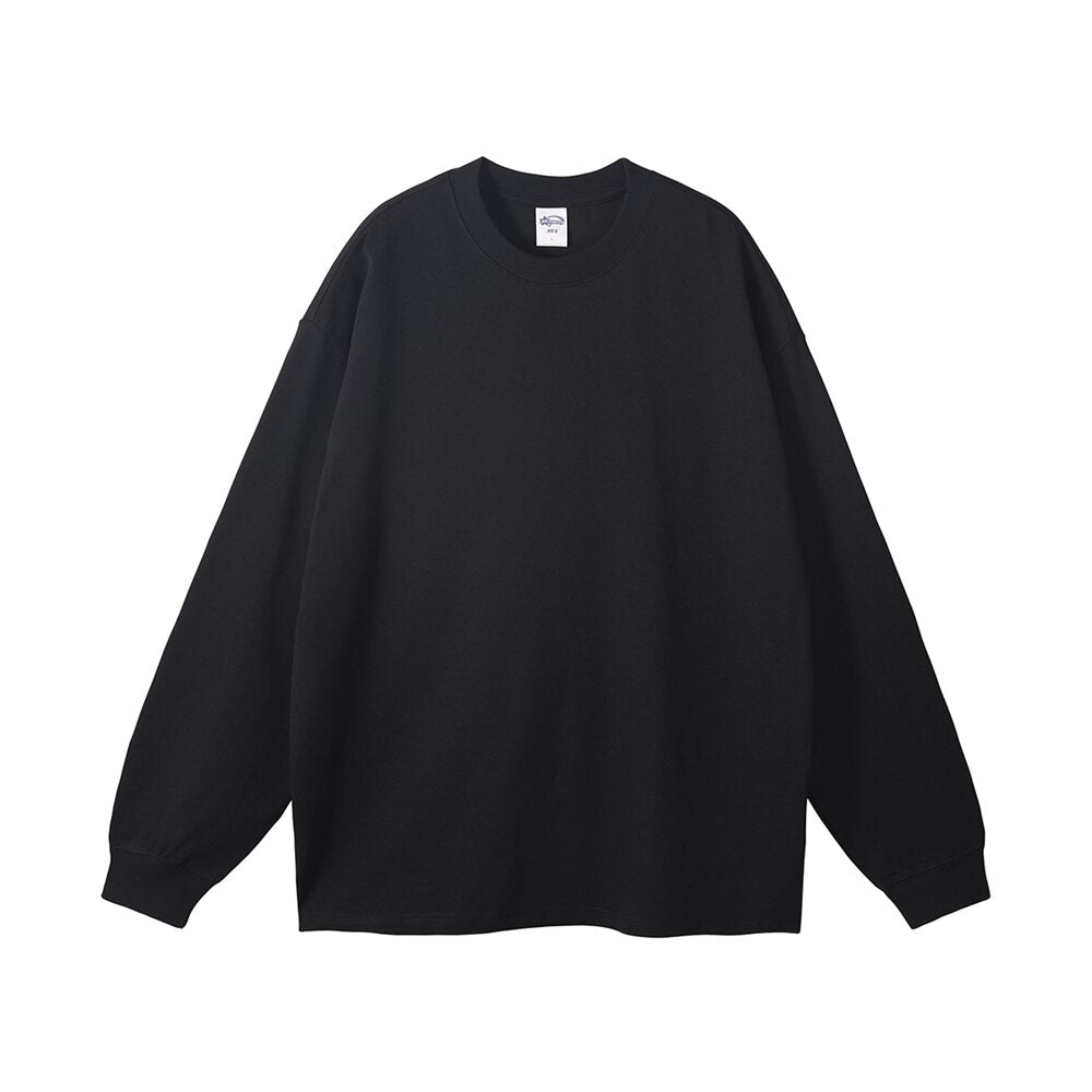 ZODF Loose Heavy Weight Basic Long Sleeve Solid Cotton T-Shirts