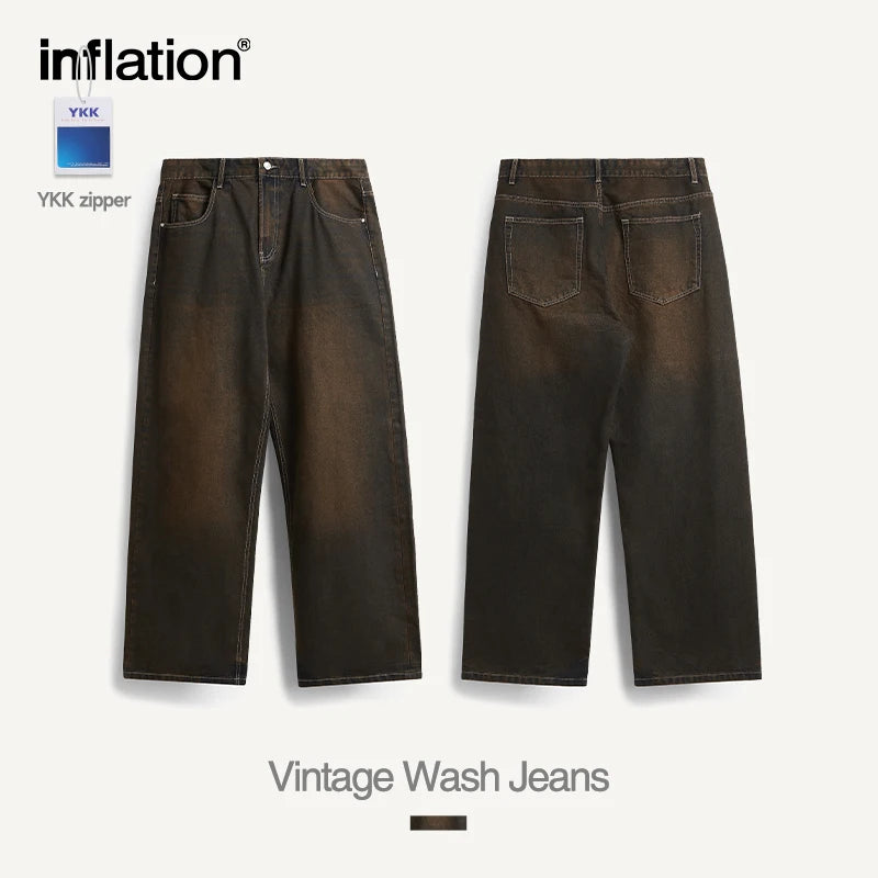 INFLATION Sand Washed Wide Leg Jeans