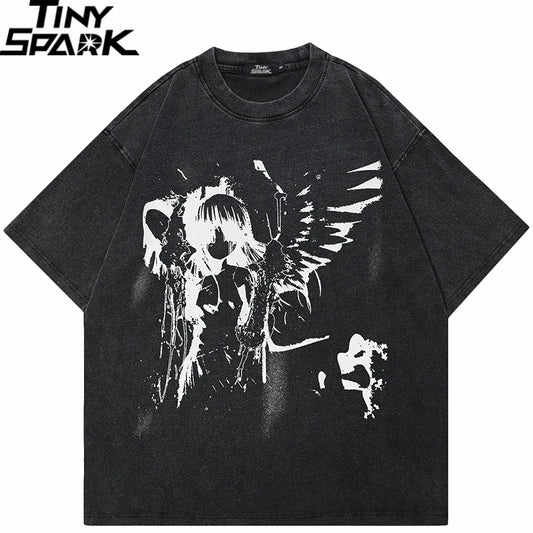 Angel Graphic Oversized Washed T-shirt