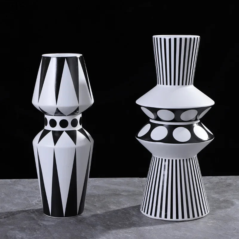 Simple Modern Black White Ceramic Vase