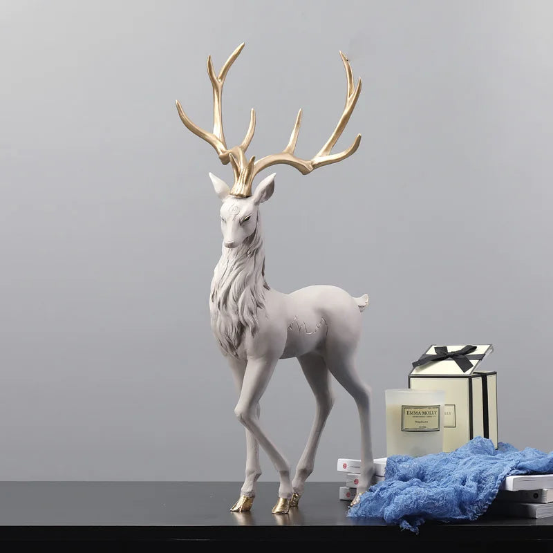 High End Deer Statue Reindeer Figurines Resin ELK Sculpture