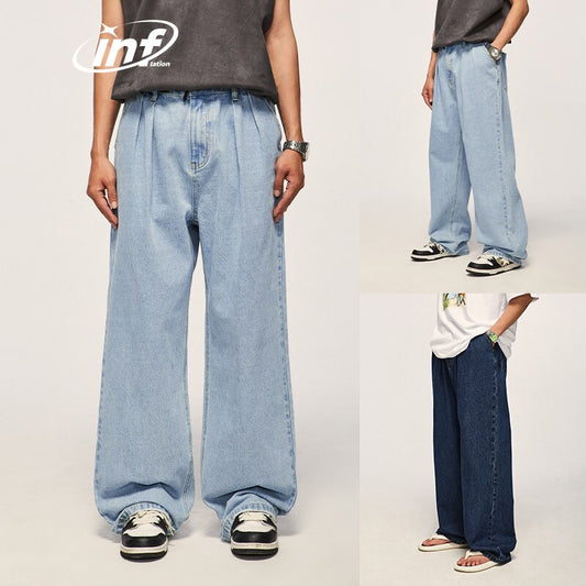 INFLATION Washed Denim Classic Straight Leg Baggy Jeans