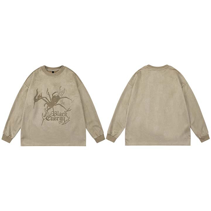 Fire Flame Spider Graphic Suede Sweatshirt