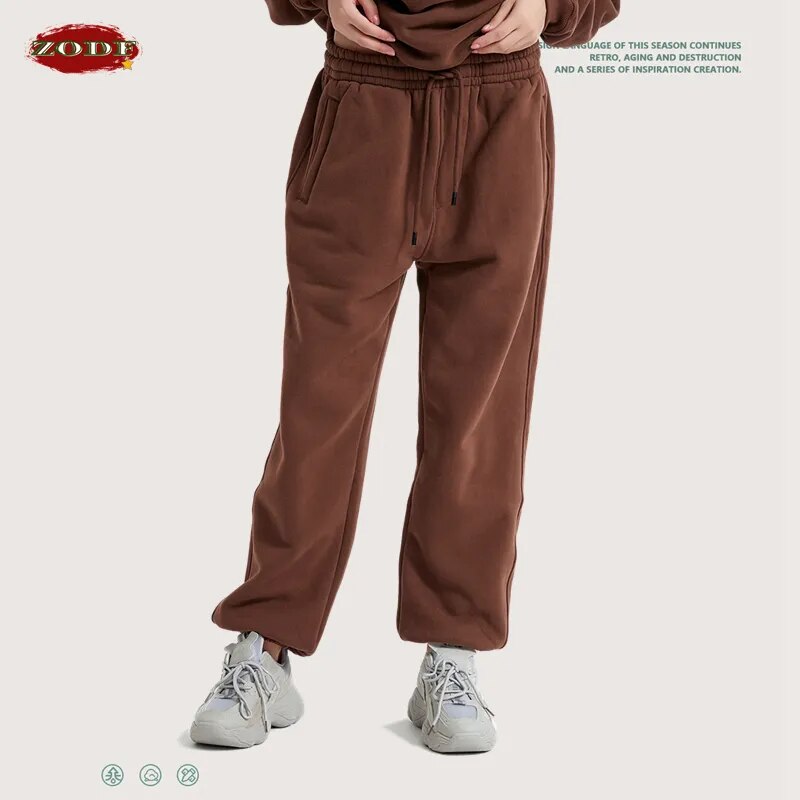 ZODF Loose Knitted Solid Fleece Sweatpants