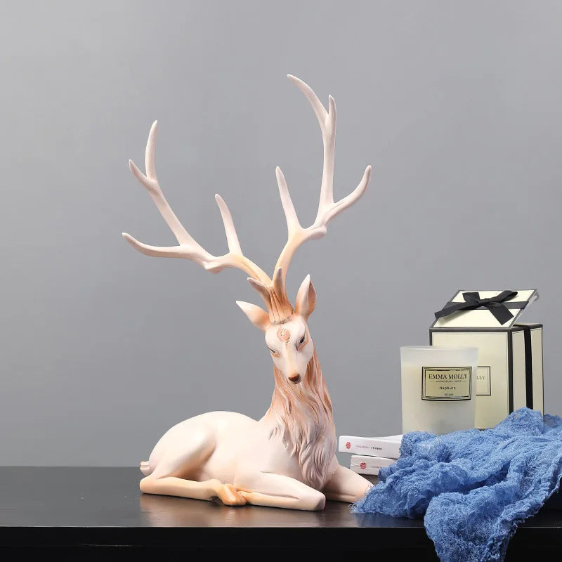 High End Deer Statue Reindeer Figurines Resin ELK Sculpture