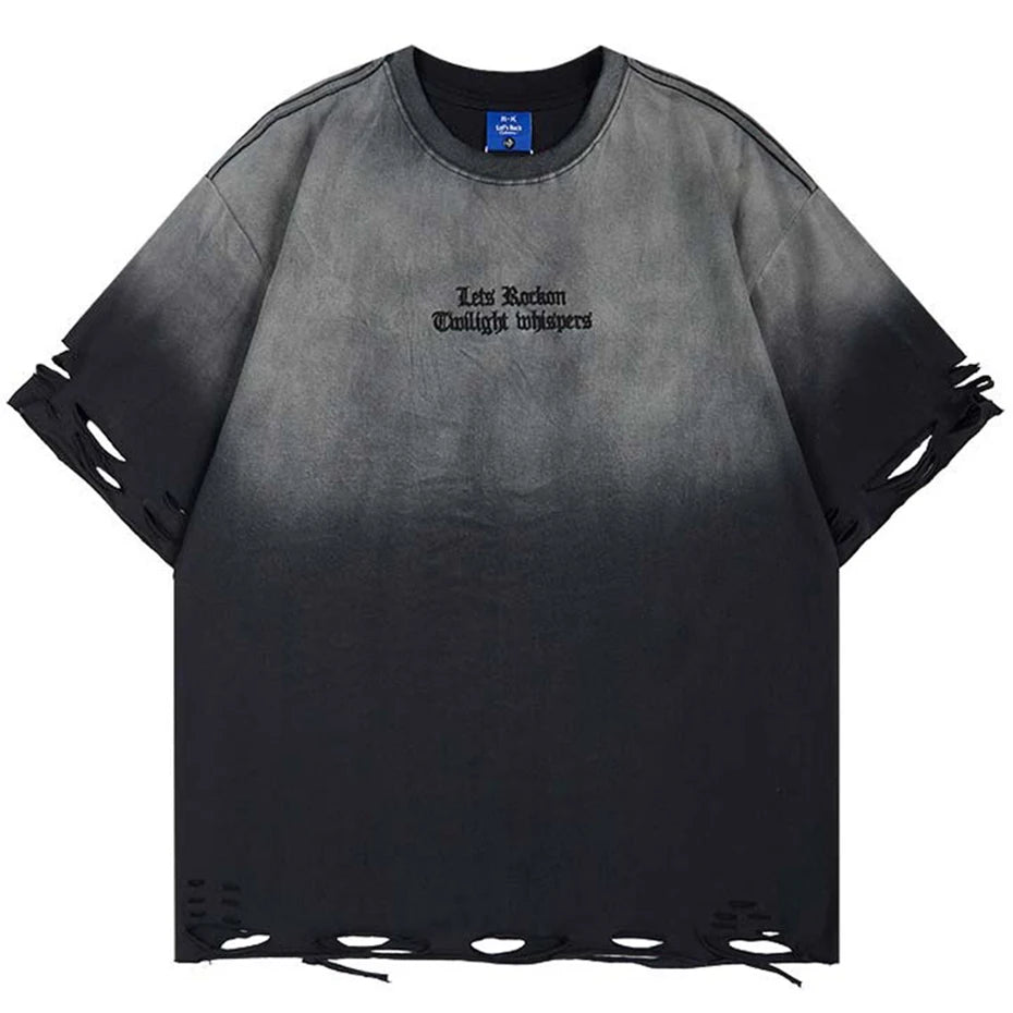 M1-ASH GRADIENT | Oversized Distressed Graphic Tee