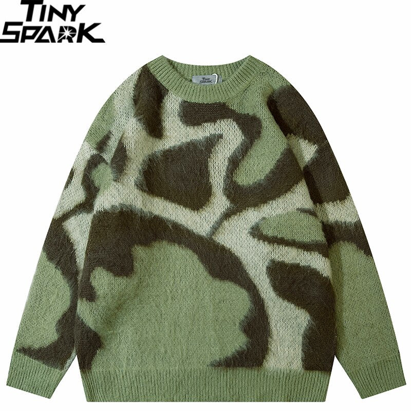 Retro Abstract Pattern Graphic Knitted Sweater