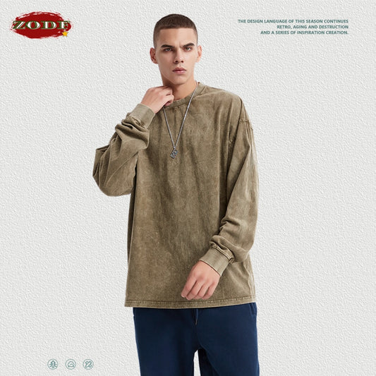 ZODF Long Sleeve Washed Cotton T-shirt