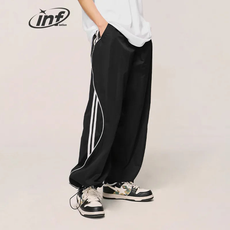 INFLATION Classic Striped Wide Leg Drawstring Trousers