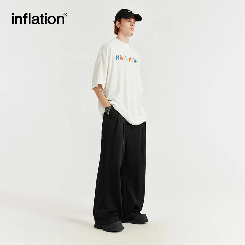 Japanese Style Double Pleat Straight Leg Pants