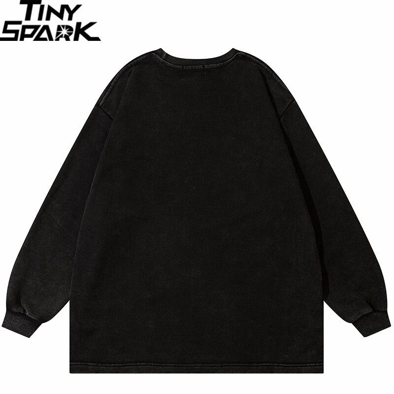 Shadow Graphic  Washed Black Sweatshirt